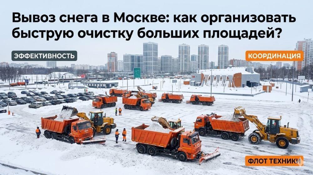 Вывоз снега в Москве: как организовать быструю очистку больших площадей?